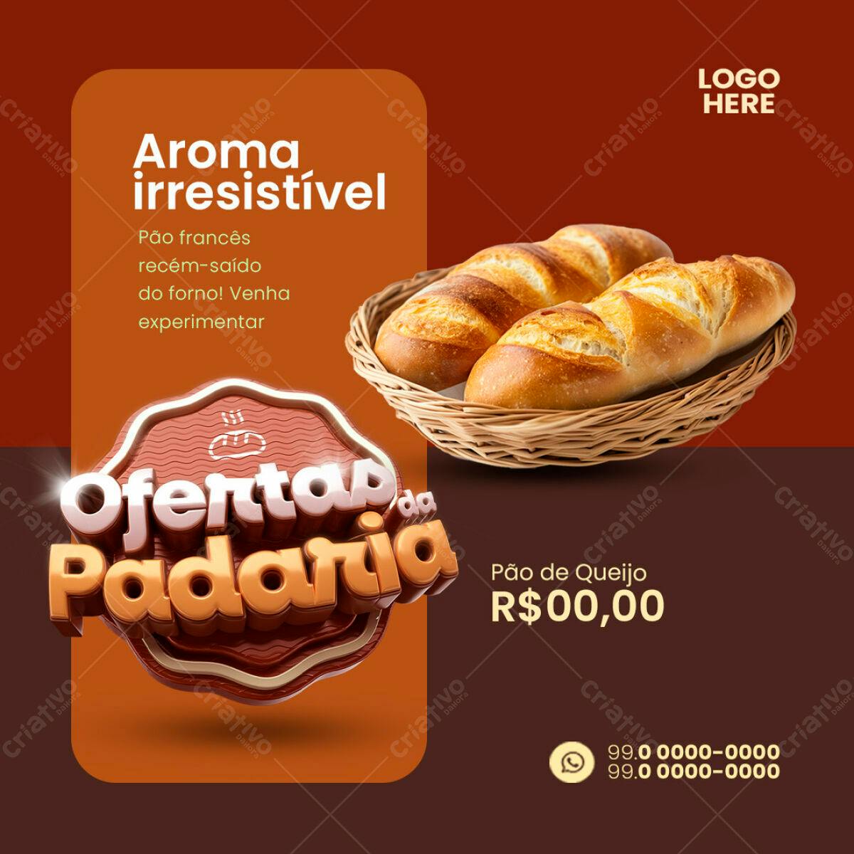 Postagem Oferta Padaria PSD Editável