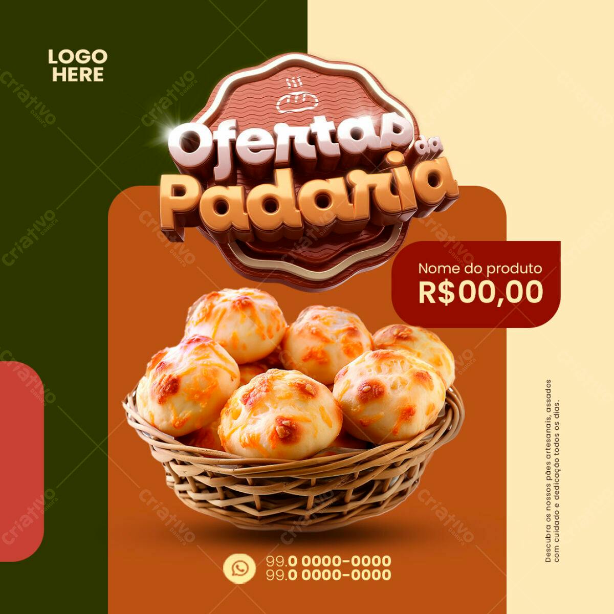 Post para Padaria com Pães de Queijo PSD Editável