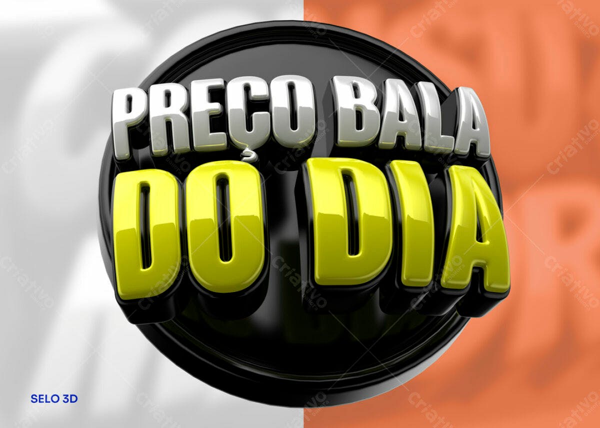 Selo 3D Preço Bala do Dia PSD Editável