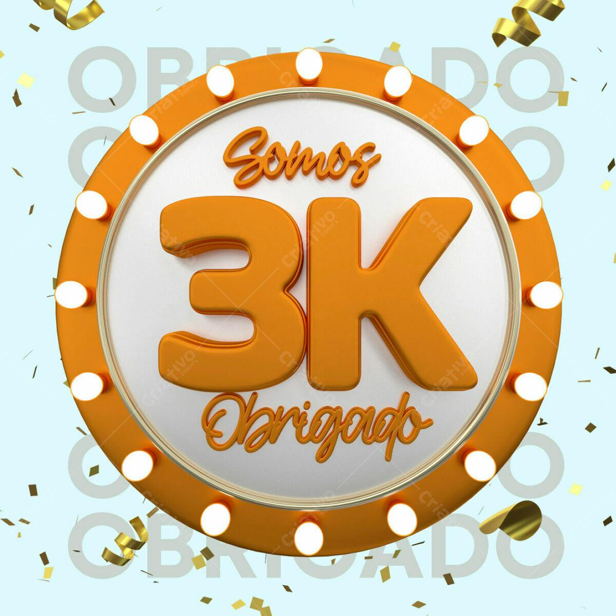 Arte 3K Seguidores para Redes Sociais PSD Editável