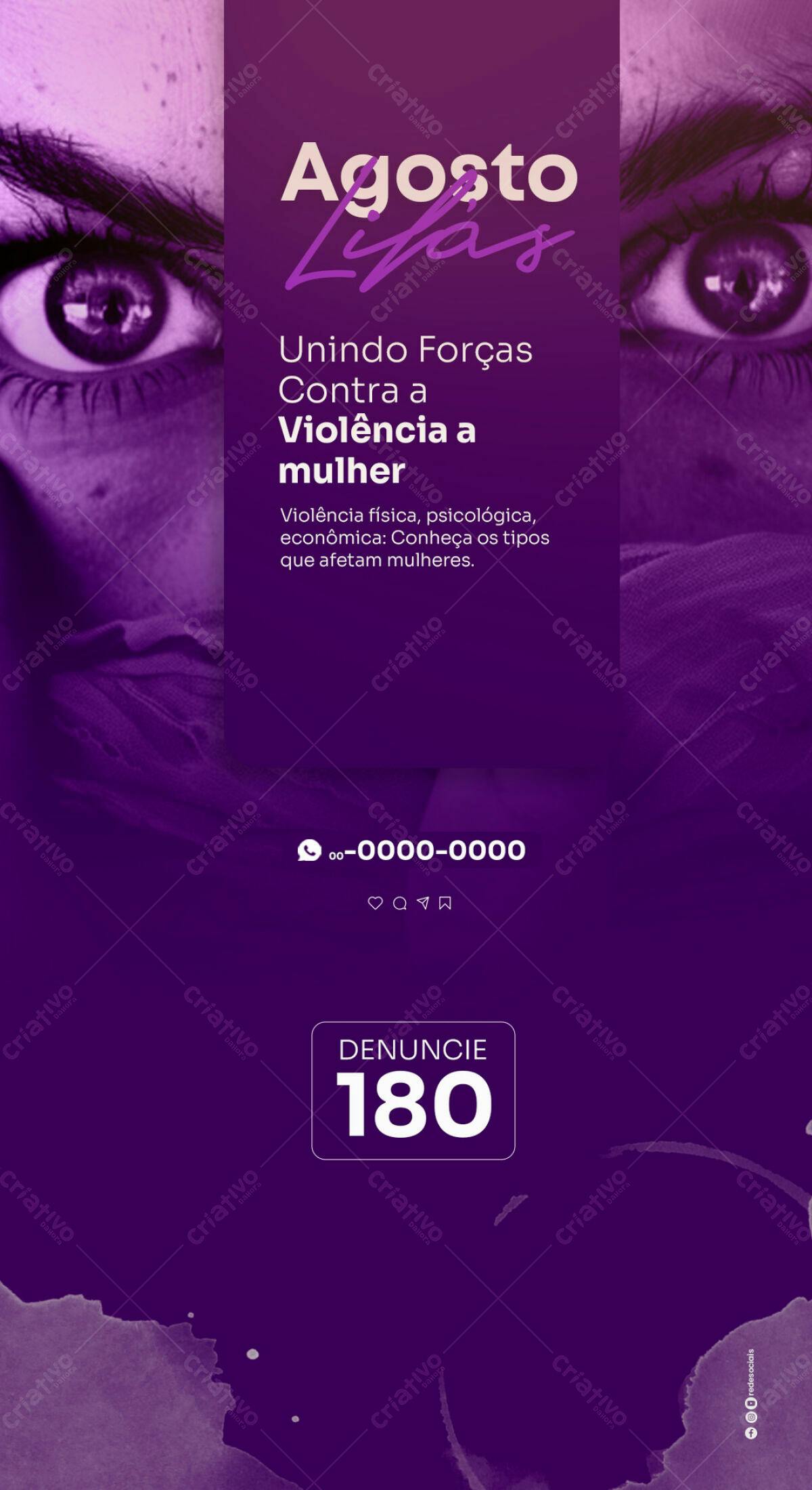 Flyer Agosto Lilás PSD Editável