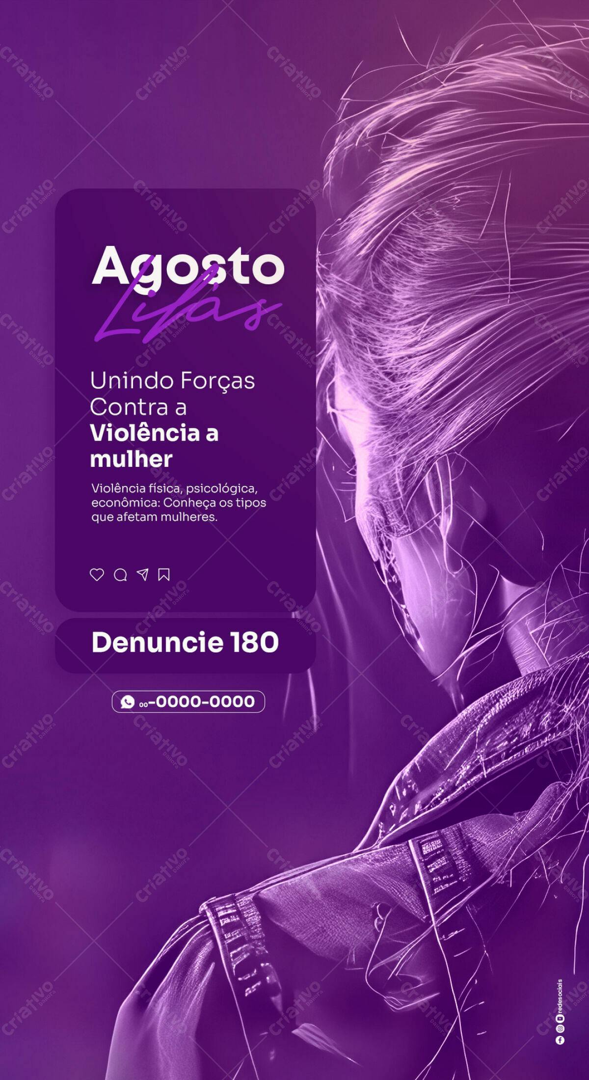 Flyer Agosto Lilás PSD Editável