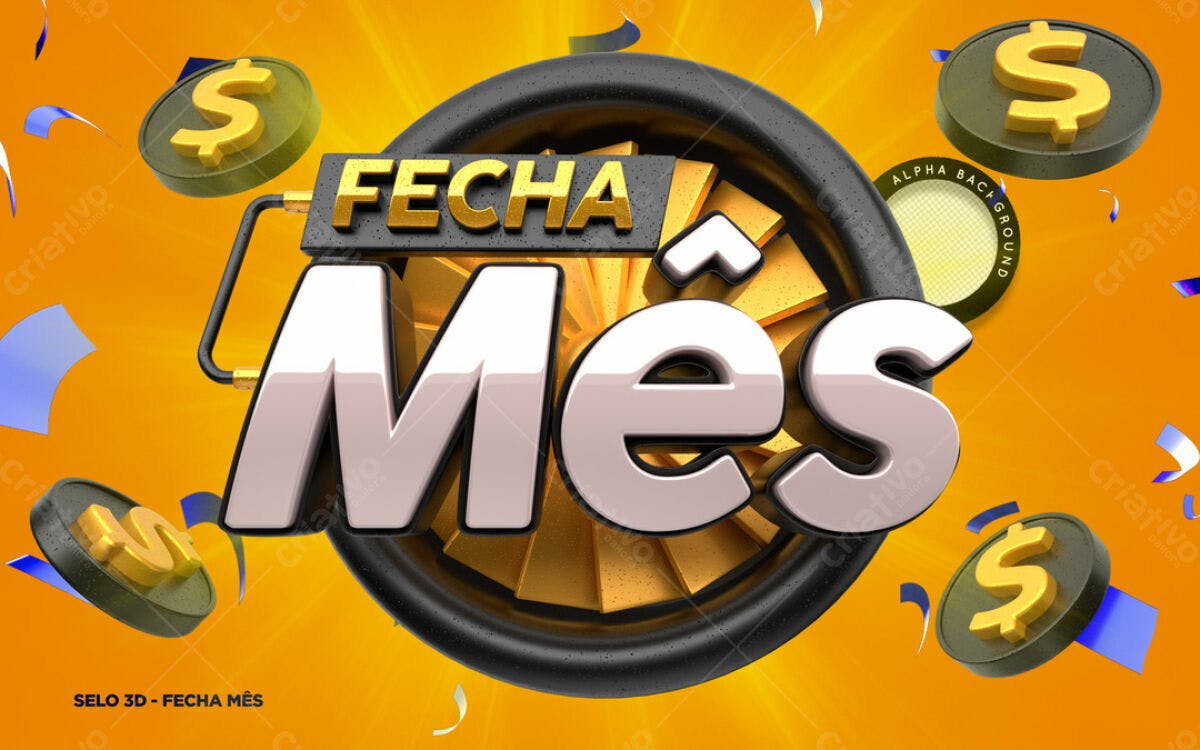 Selo 3D Fecha Mês PSD Editável