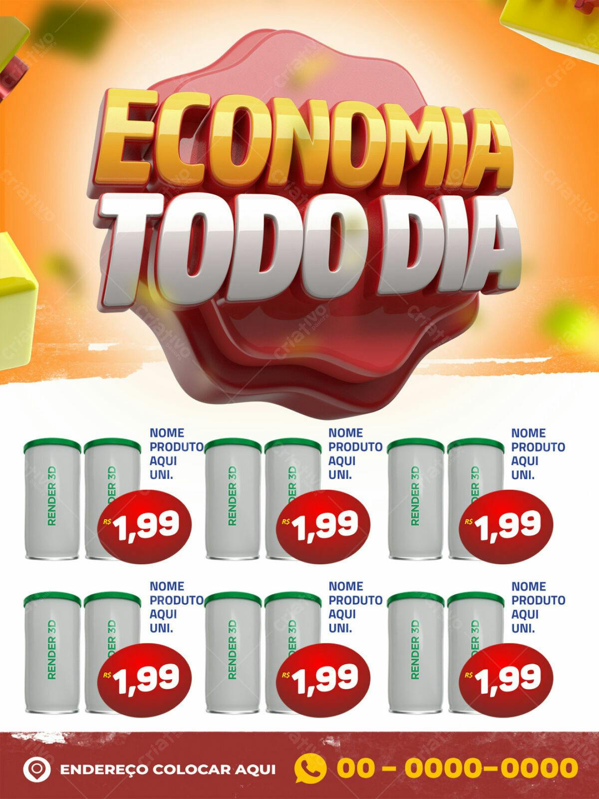 Flyer Promoção Economia Todo Dia PSD Editável