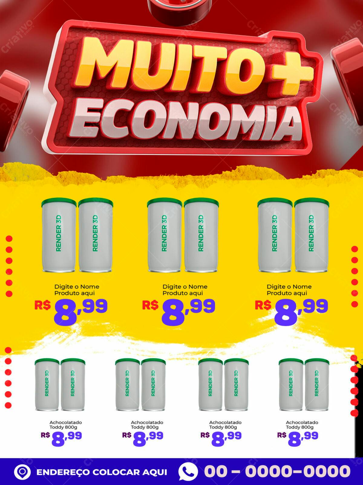 Flyer Promoção Muito + Economia PSD Editável