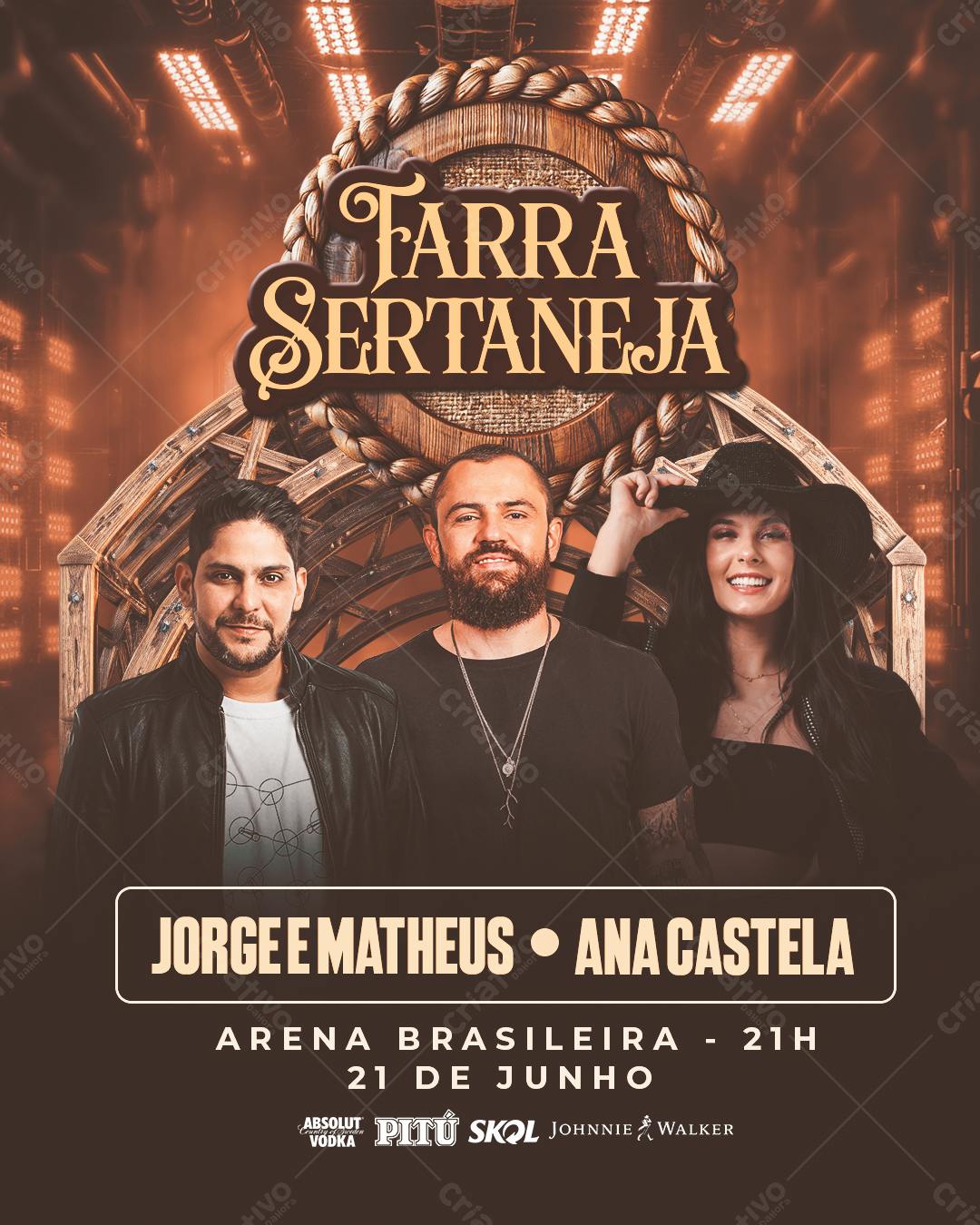 Flyer para Festa Sertaneja com Jorge e Matheus PSD Editável