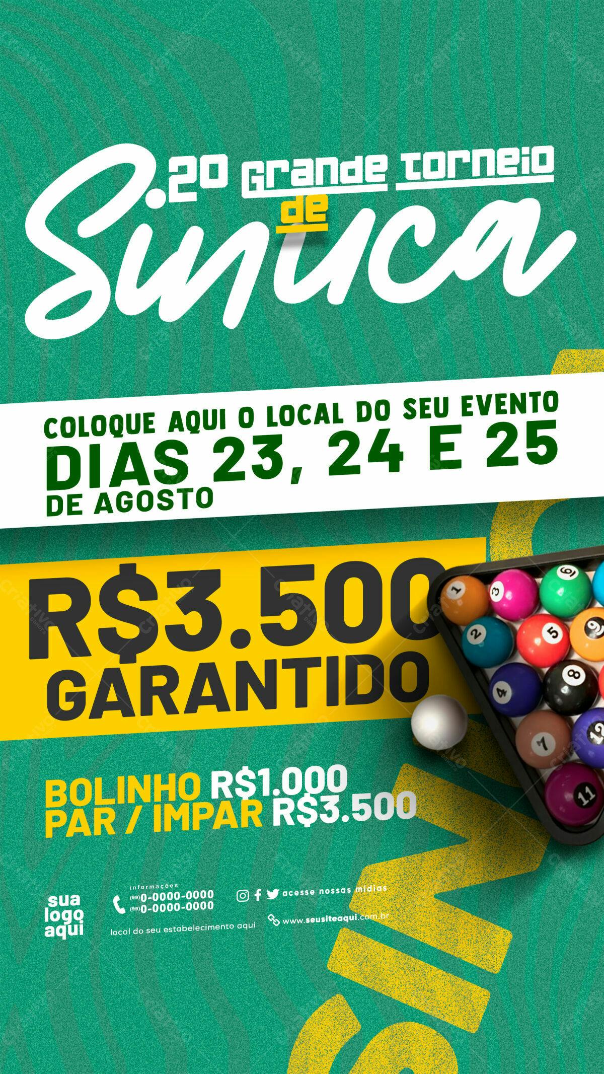 Flyer para Torneio de Sinuca PSD Editável