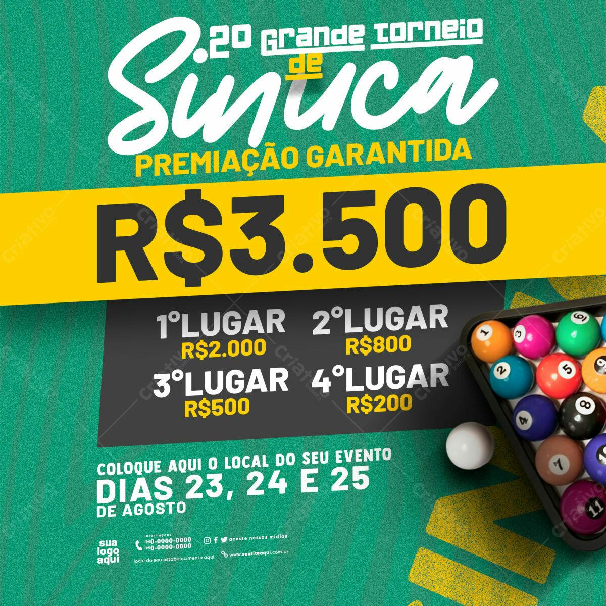 Flyer Torneio de Sinuca PSD Editável