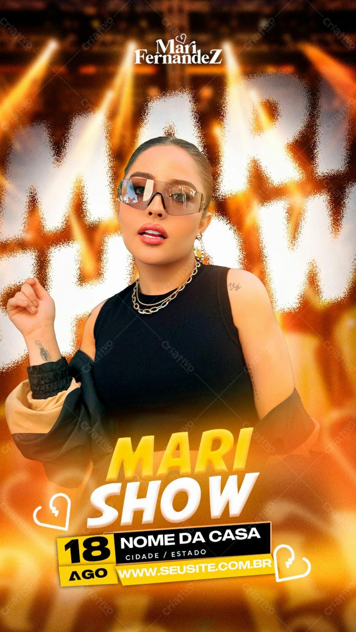 Flyer para Show Musical Mari Fernandez PSD Editável