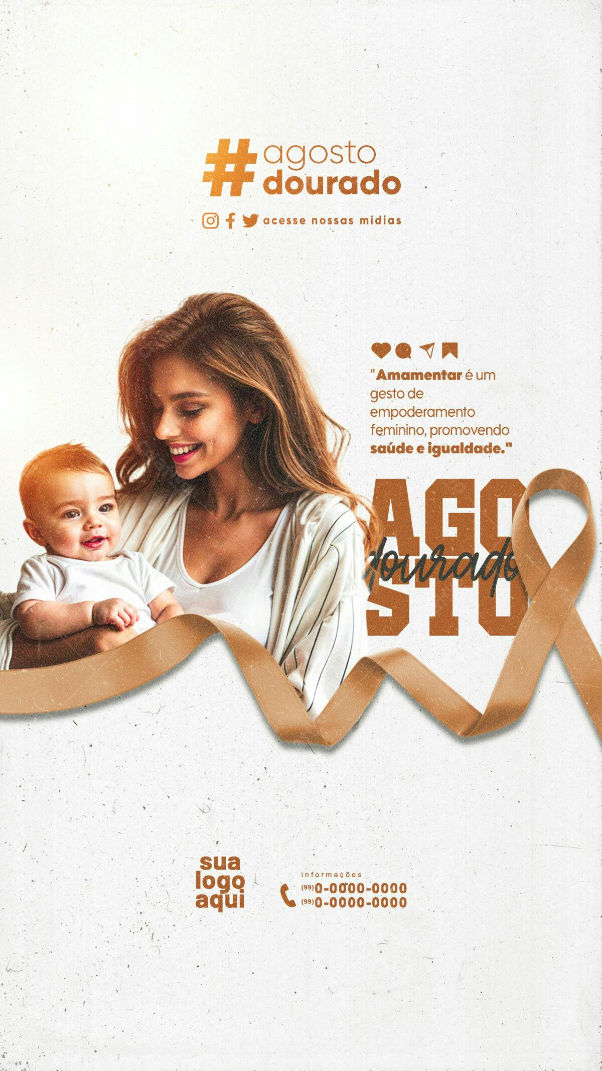 Post Agosto Dourado PSD Editável