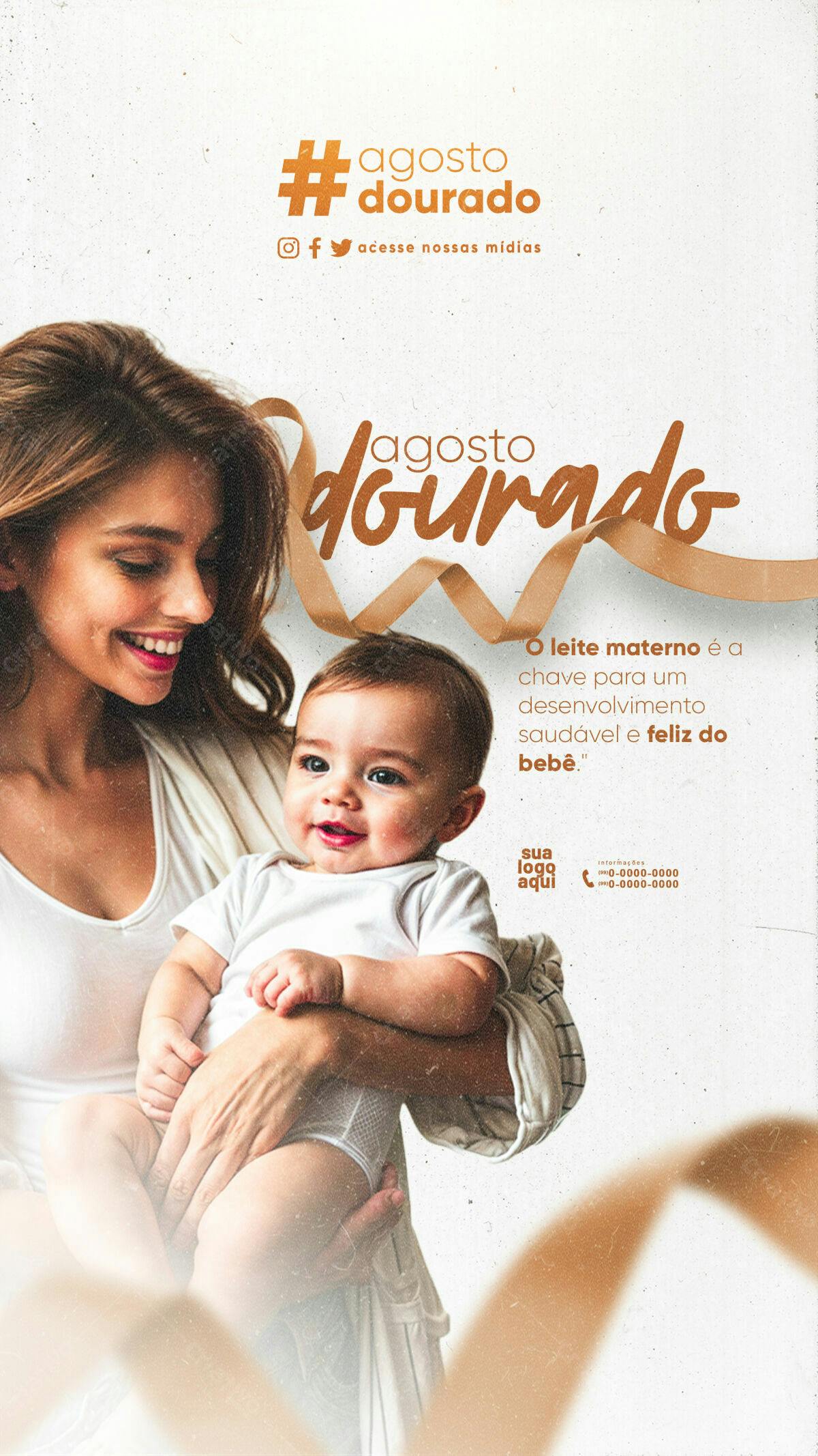 Post Agosto Dourado PSD Editável