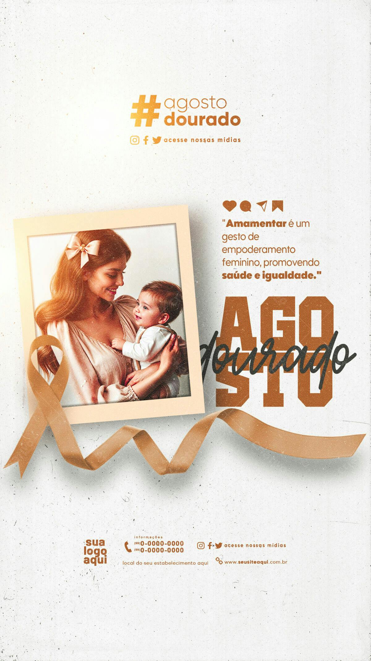 Flyer Agosto Dourado PSD Editável