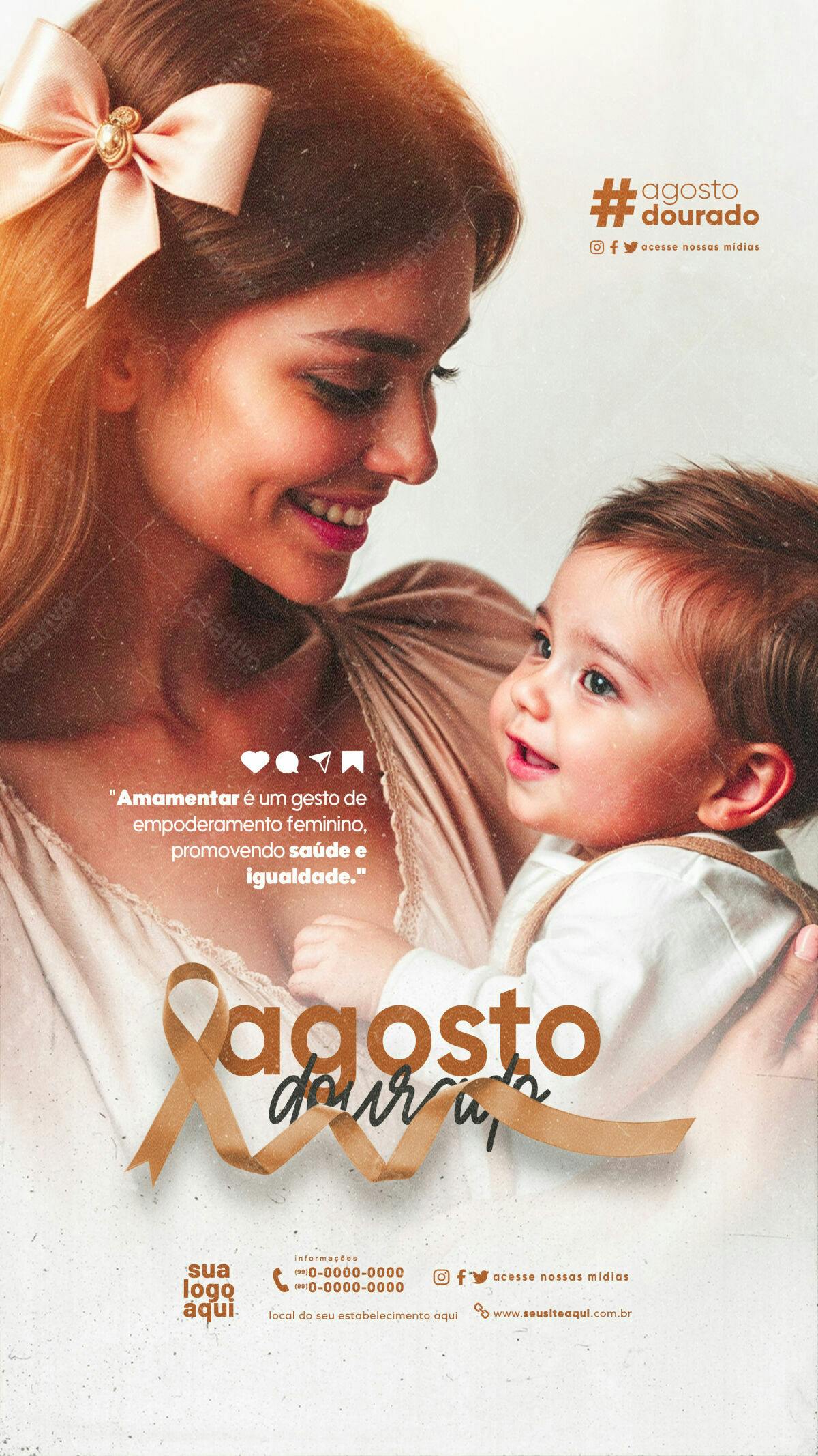 Flyer Agosto Dourado PSD Editável