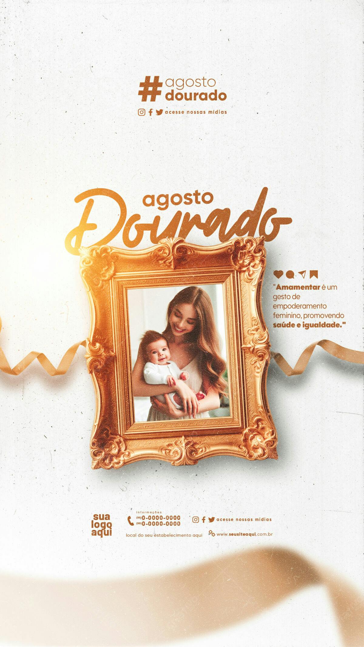 Post Agosto Dourado PSD Editável
