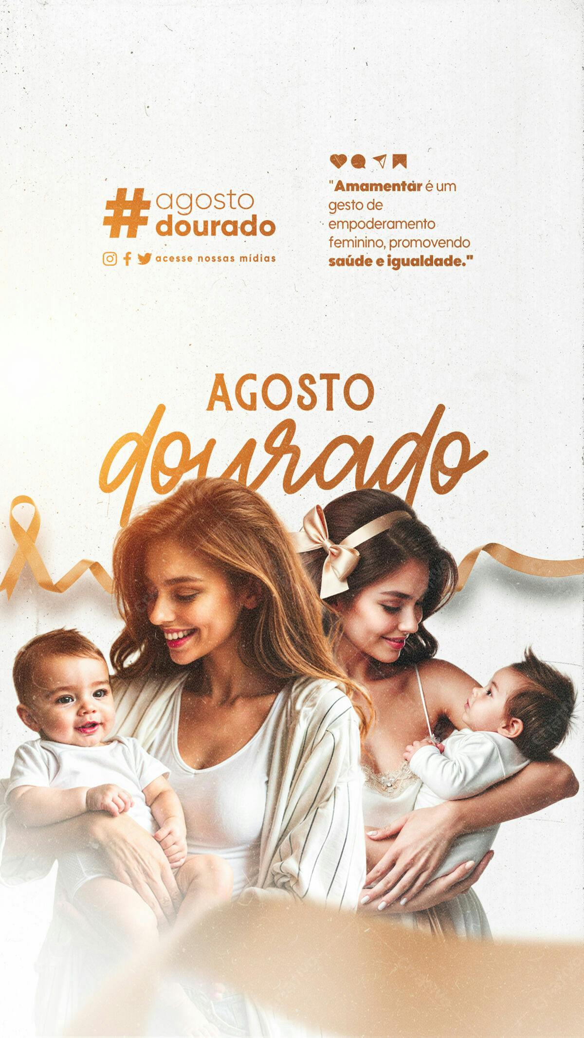 Post Agosto Dourado PSD Editável