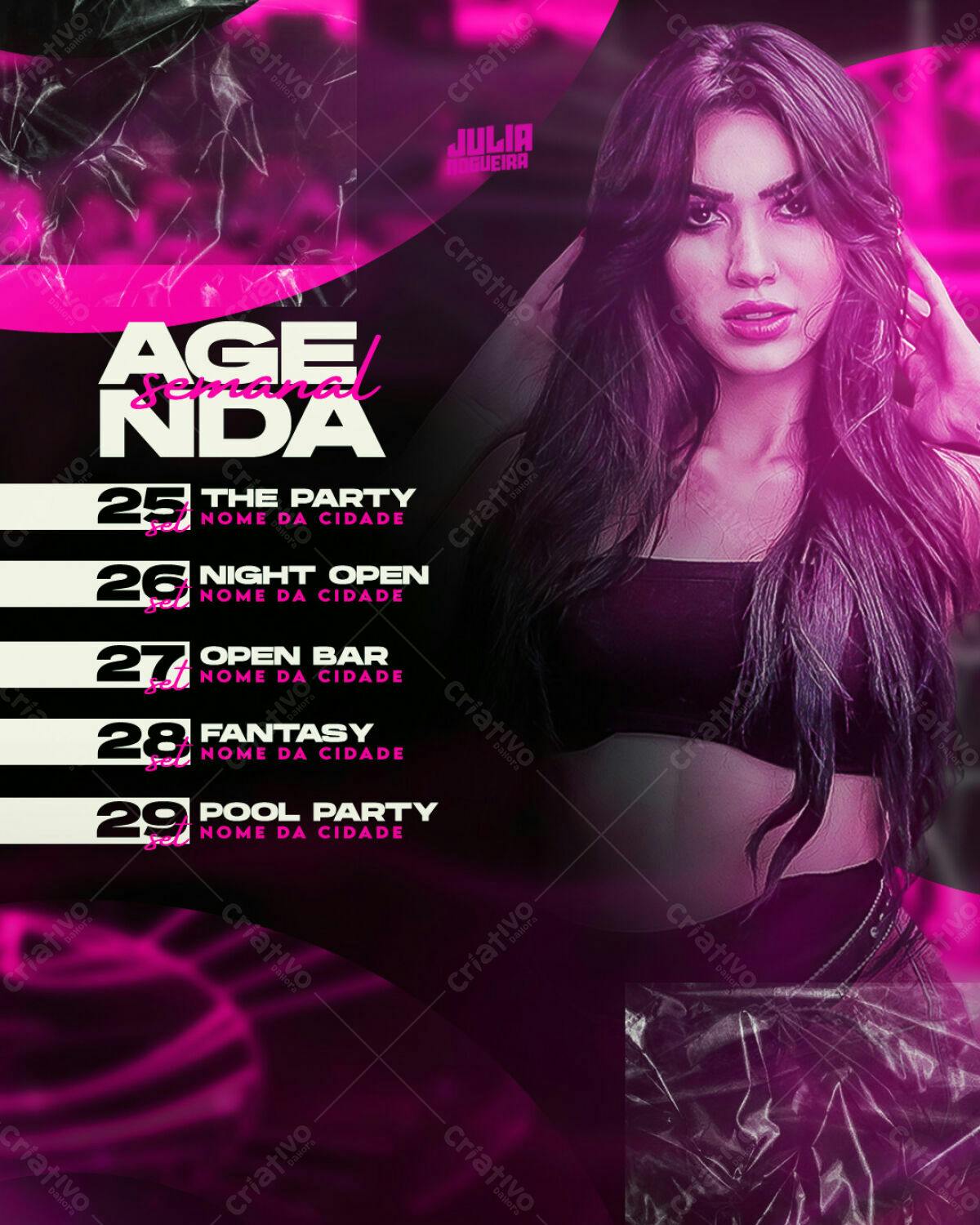 Flyer Festa com Agenda Semanal PSD Editável