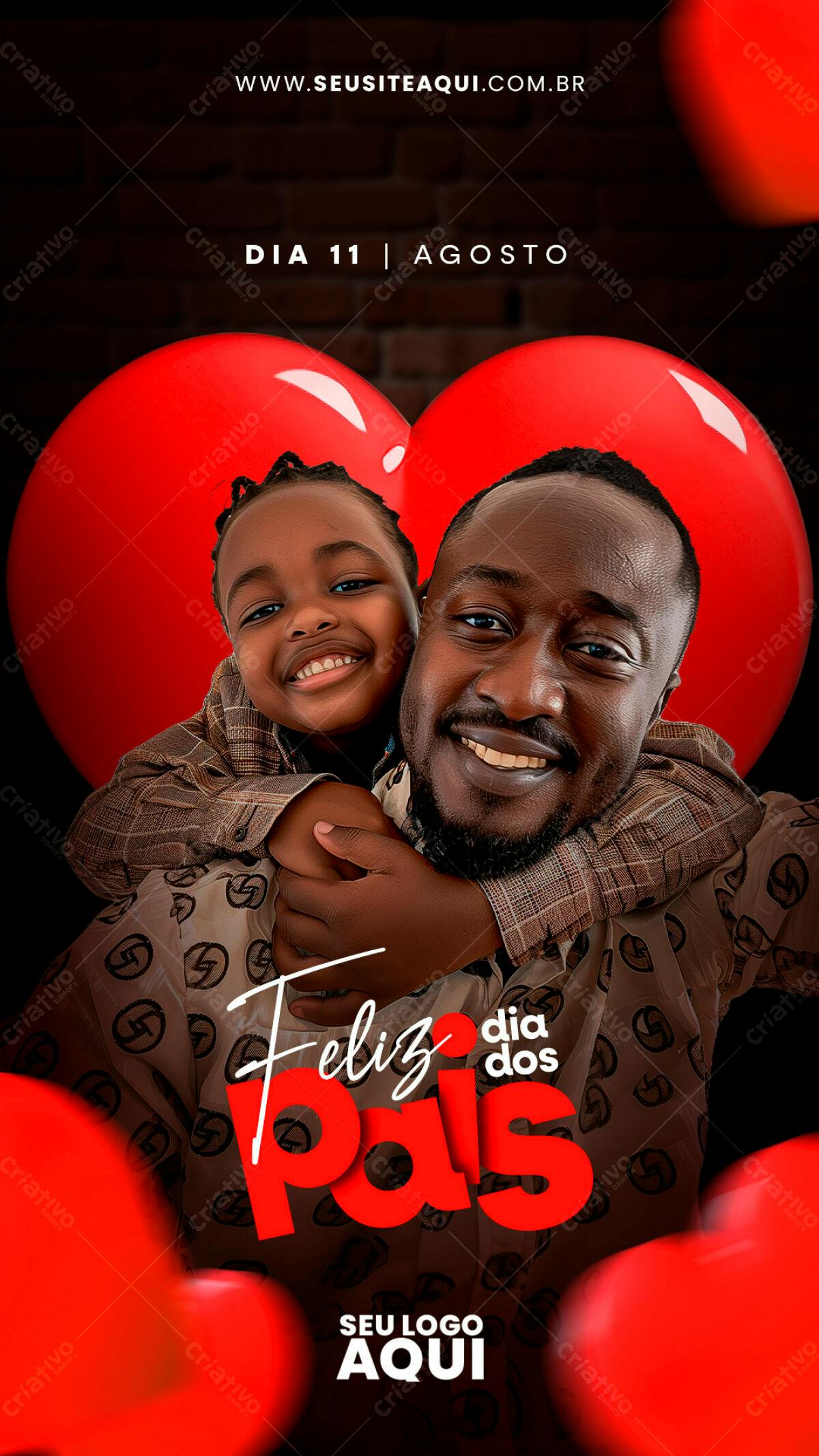 Flyer Dia dos Pais com Pai e Filho PSD Editável