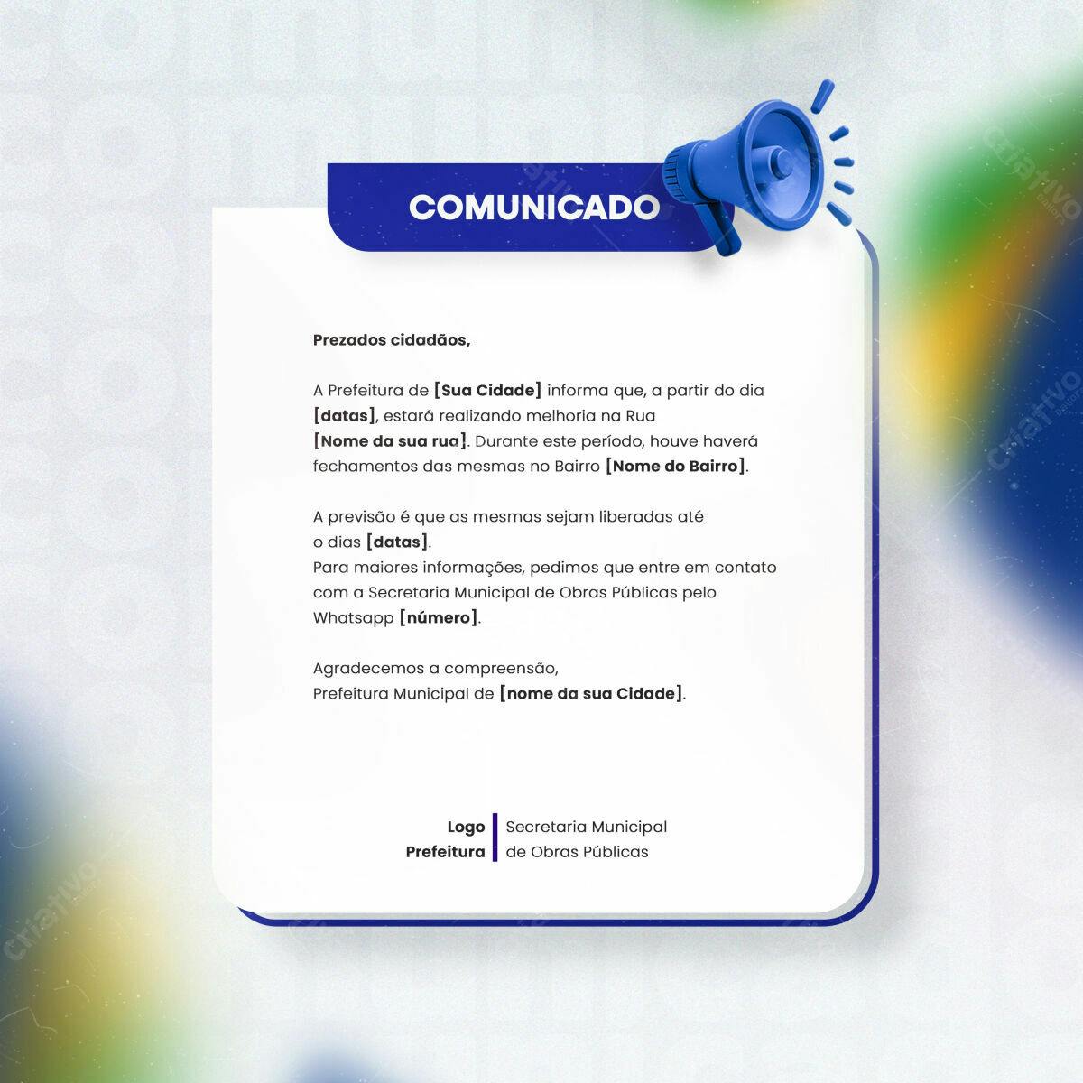 Comunicado Oficial Prefeitura PSD Editável