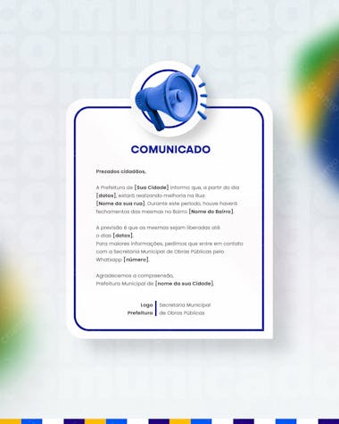 Prefeitura comunicado aviso informe munícipes social media flyer psd editável b 1