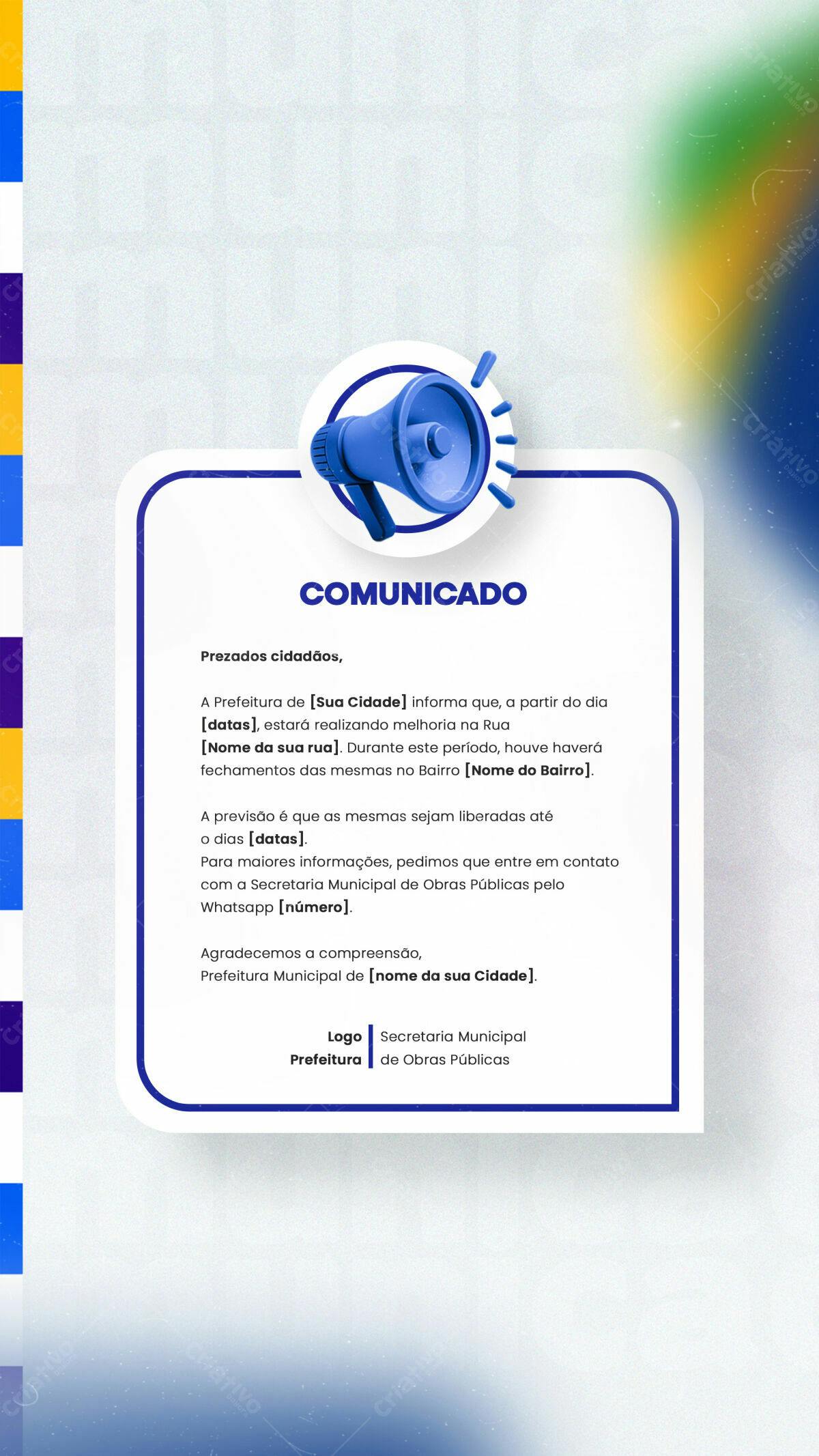 Comunicado Oficial Prefeitura PSD Editável