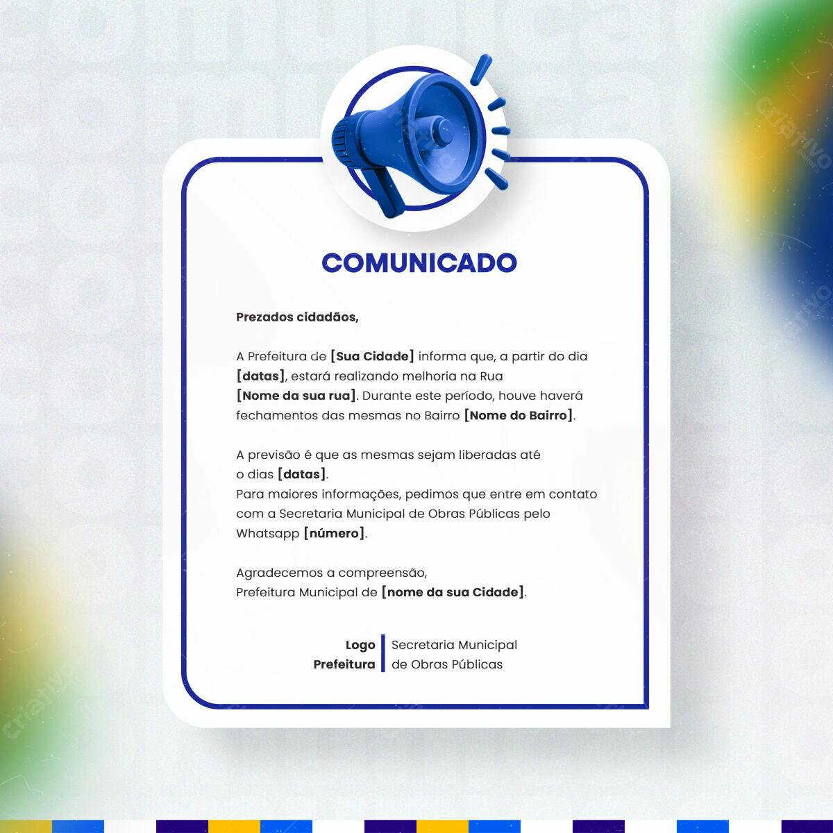 Comunicado Oficial Prefeitura PSD Editável