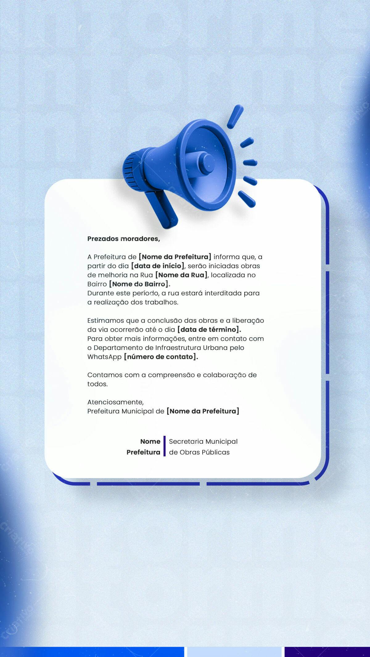 Modelo de Anúncio de Obras Públicas PSD Editável