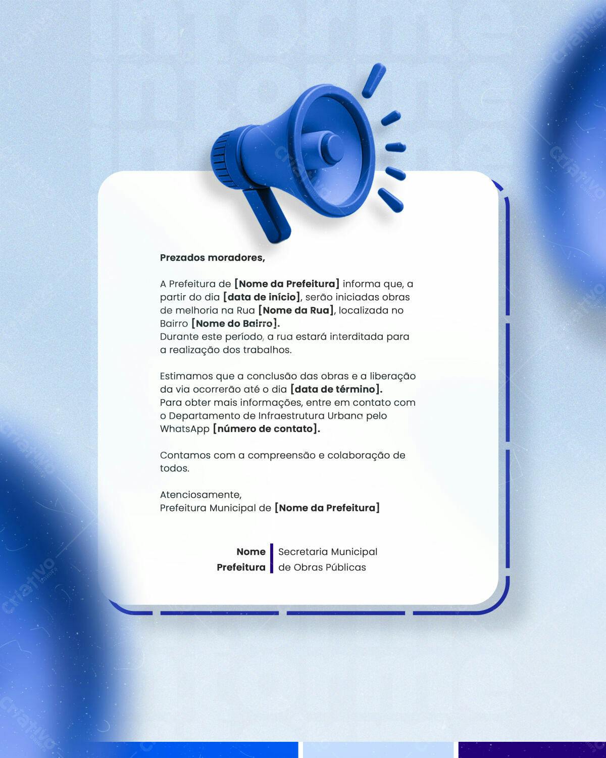 Anúncio Obras Públicas PSD Editável