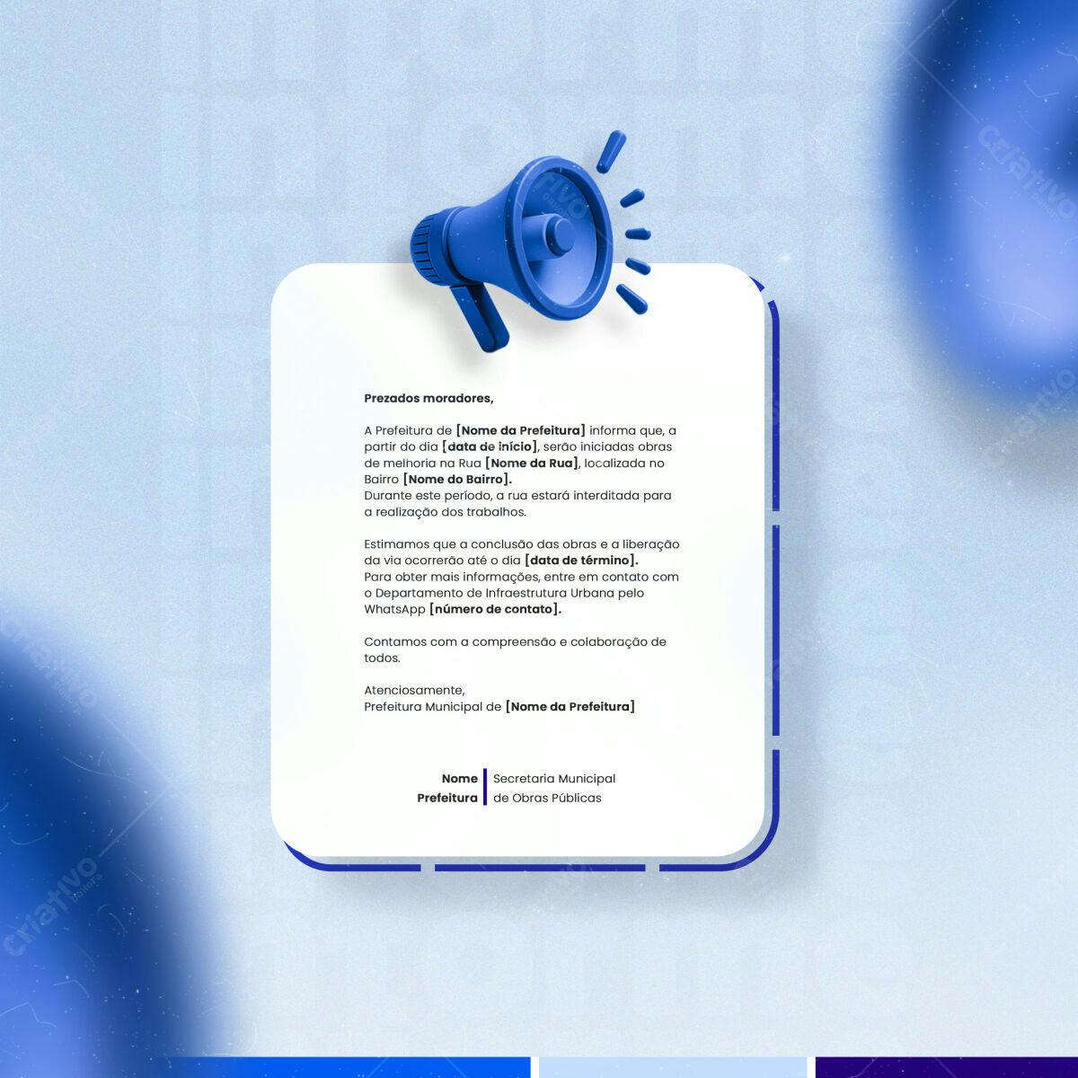Modelo de Flyer para Obras Públicas PSD Editável