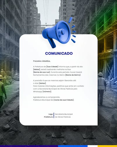 Prefeitura Comunicado Aviso Informe Munícipes Social Media Flyer Psd Editável E 1
