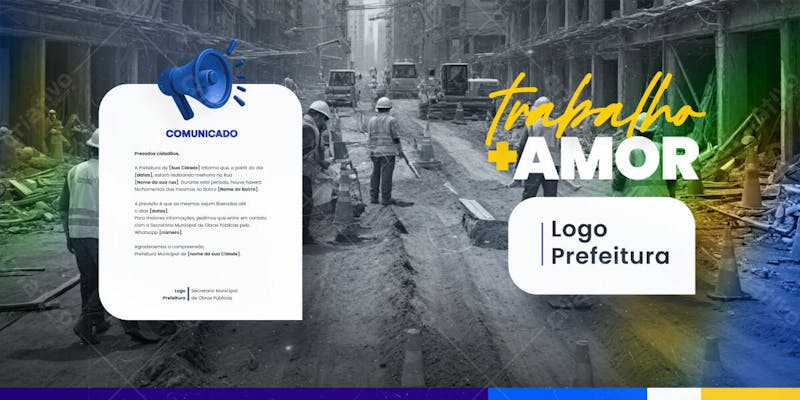 Prefeitura comunicado aviso informe munícipes social media flyer psd editável e 4