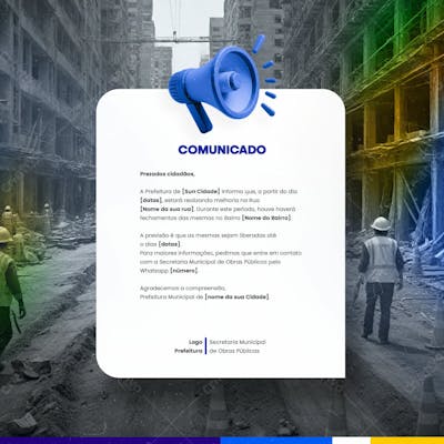 Prefeitura Comunicado Aviso Informe Munícipes Social Media Flyer Psd Editável E 3