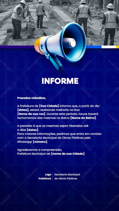 Prefeitura comunicado aviso informe munícipes social media flyer psd editável f 2