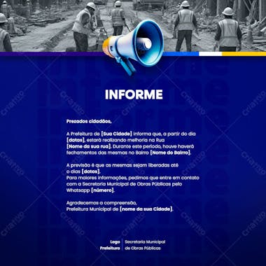 Prefeitura comunicado aviso informe munícipes social media flyer psd editável f 3