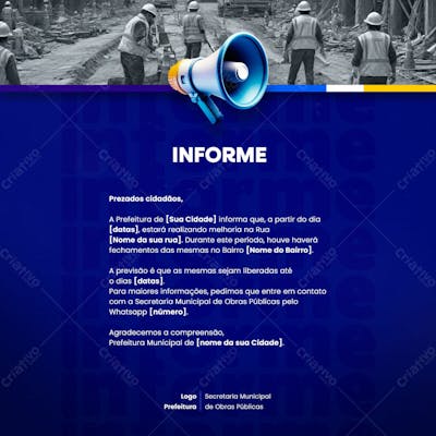 Prefeitura Comunicado Aviso Informe Munícipes Social Media Flyer Psd Editável F 3