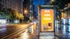 Street sign mockup at night, psd mockup, illuminated