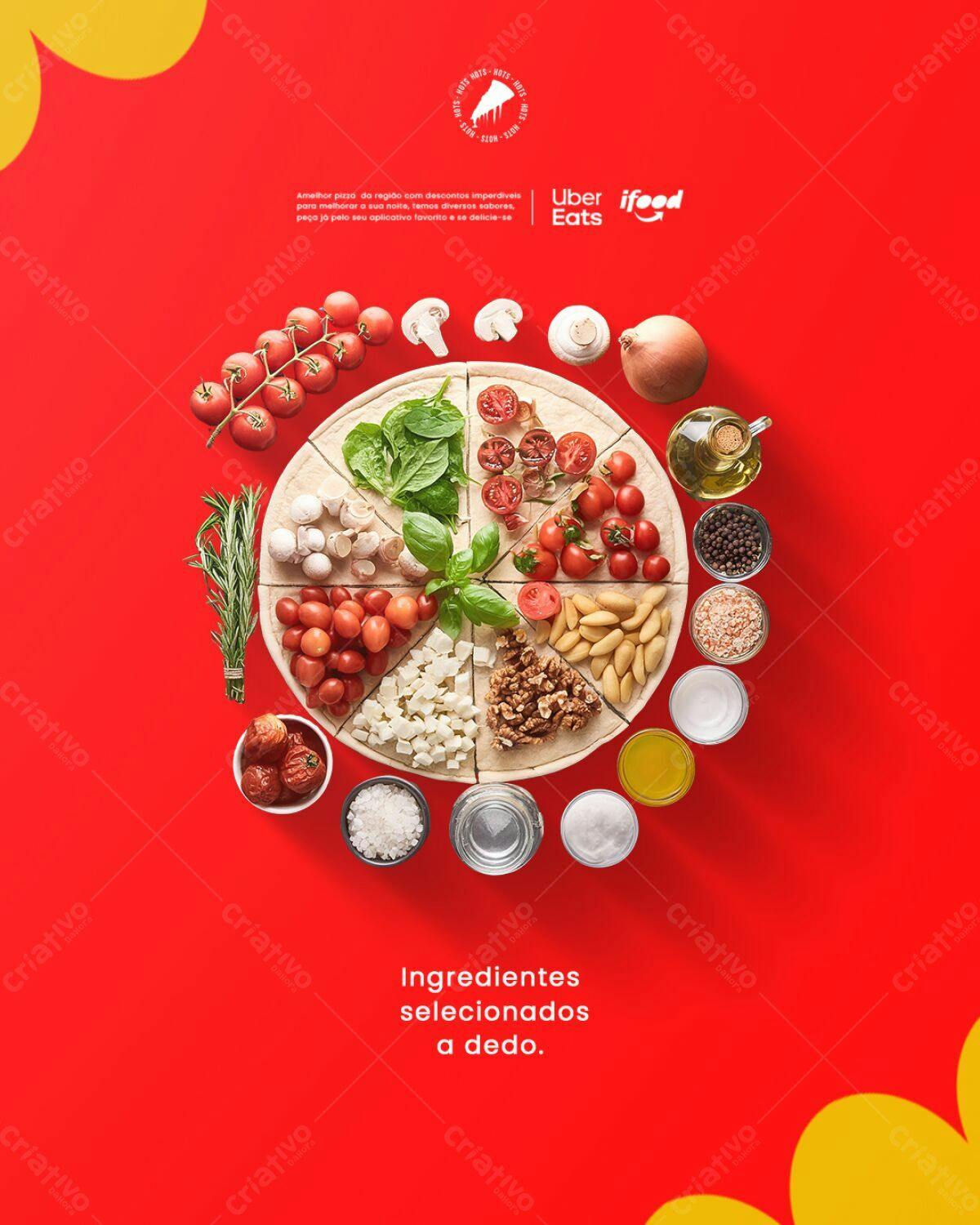 Flyer de Pizza para Uber Eats PSD Editável