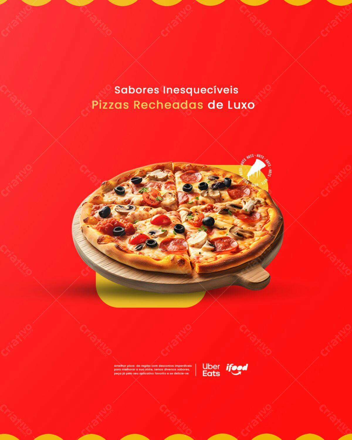 Flyer para Pizzaria com Pizza Recheada PSD Editável