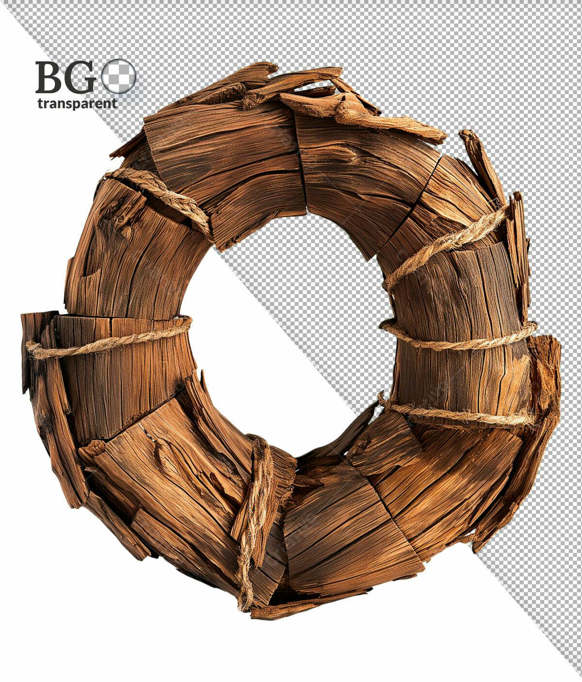 Moldura Circular em Madeira Rustica PSD Editável