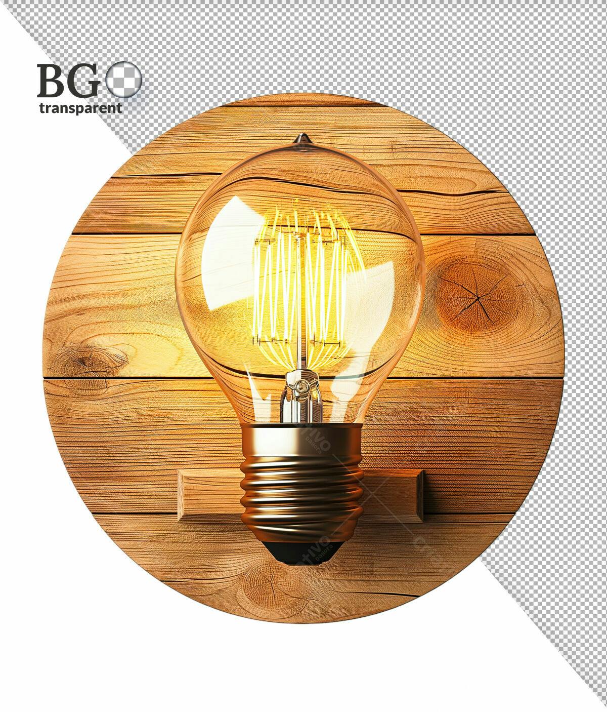 Mockup Lâmpada Edison em Madeira PSD Editável