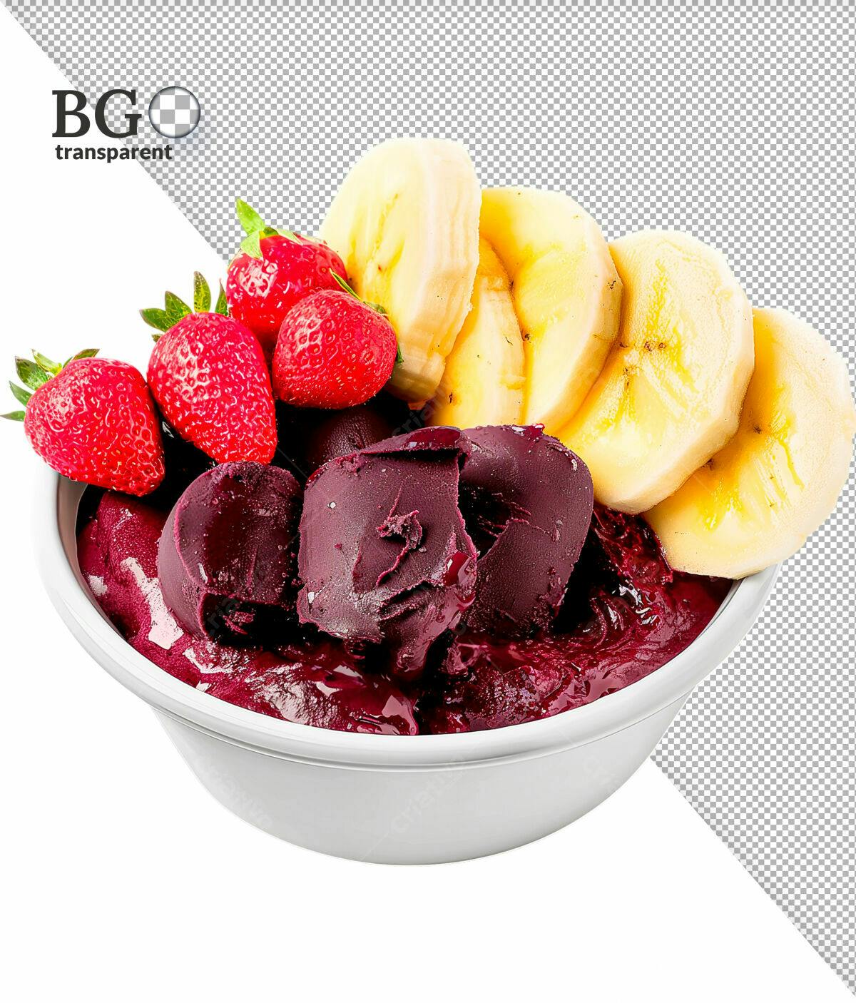 Imagem Açaí com Morango e Banana PSD Editável