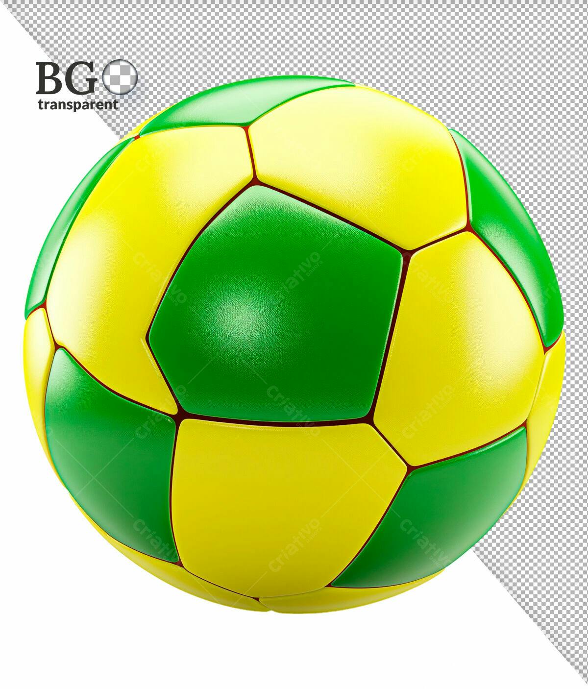 Bola de Futebol Amarela e Verde PSD Editável