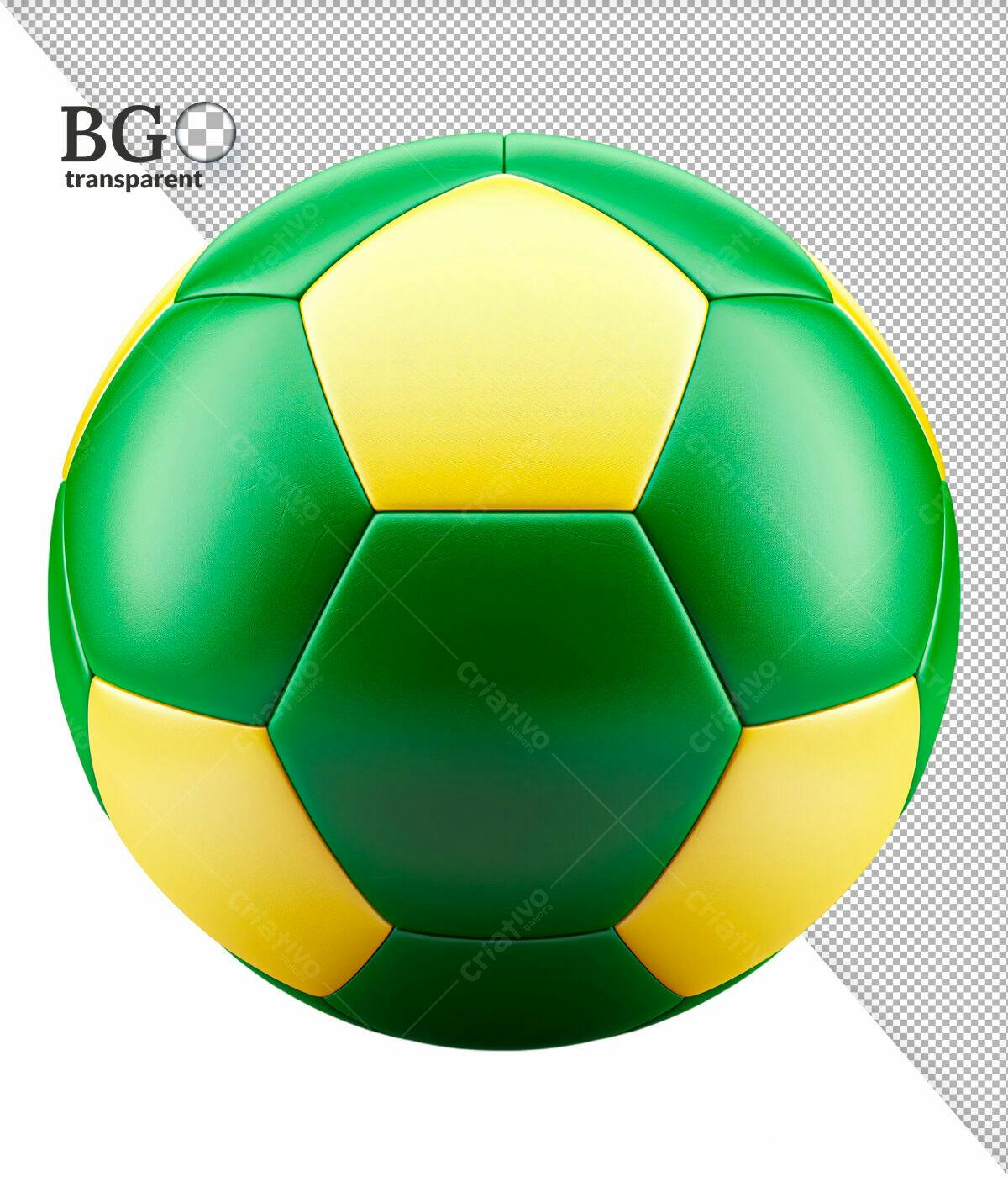 Bola de Futebol Verde e Amarela PSD Editável