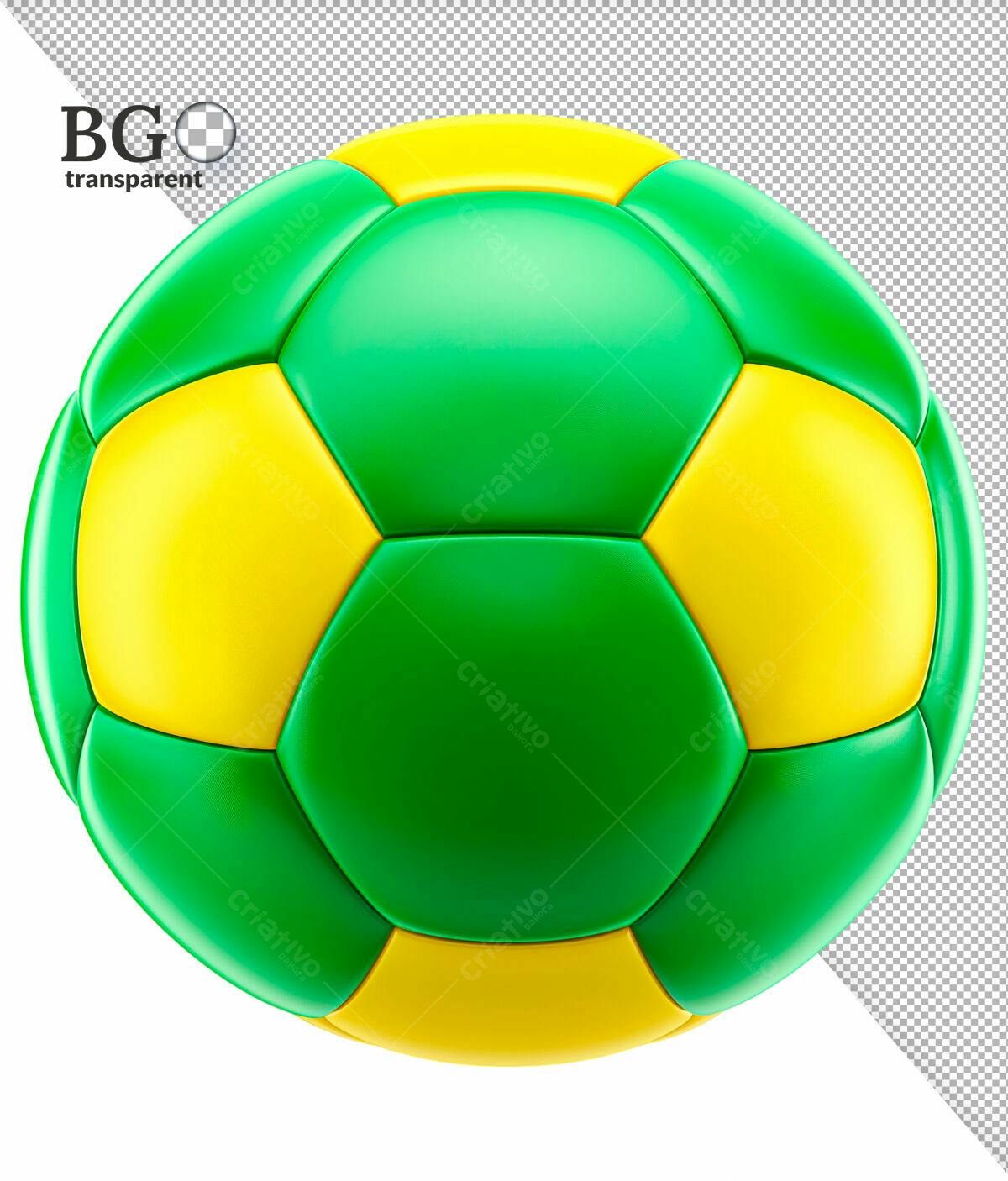 Mockup Bola de Futebol Verde e Amarela PSD Editável