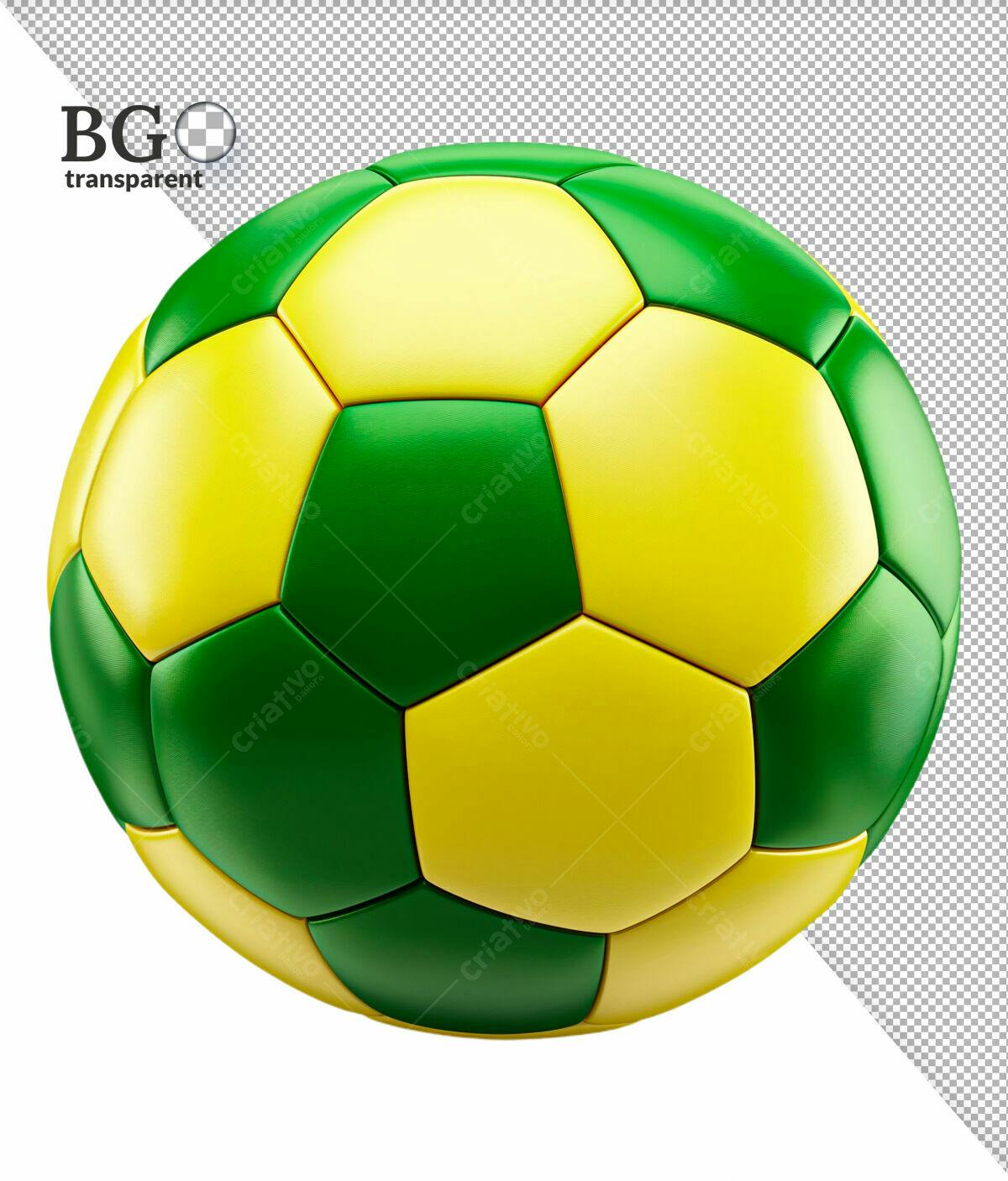 Bola de Futebol Verde e Amarela PSD Editável