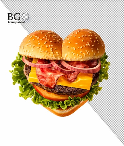 Hamburger em Formato de Coração PSD Editável