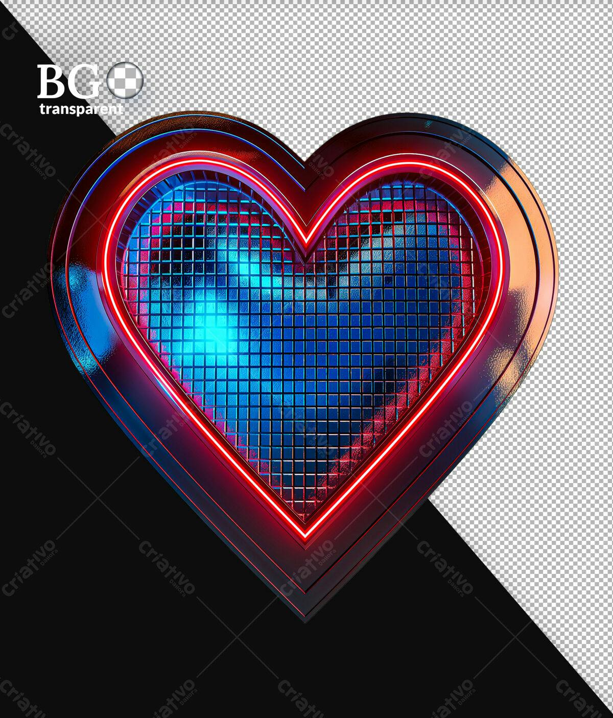 PSD Coração Neon para Dia dos Namorados Editável