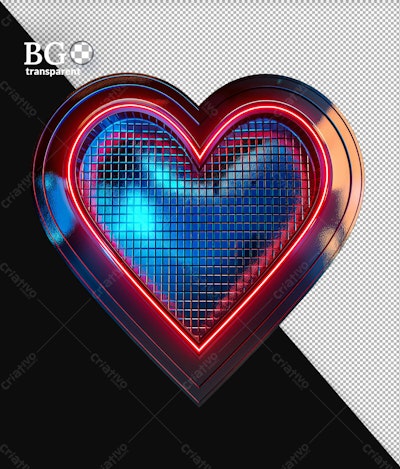 PSD Coração Neon para Dia dos Namorados Editável