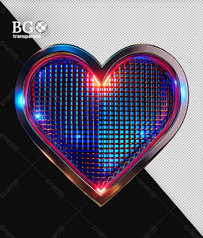 Coração Neon para Dia dos Namorados PSD Editável