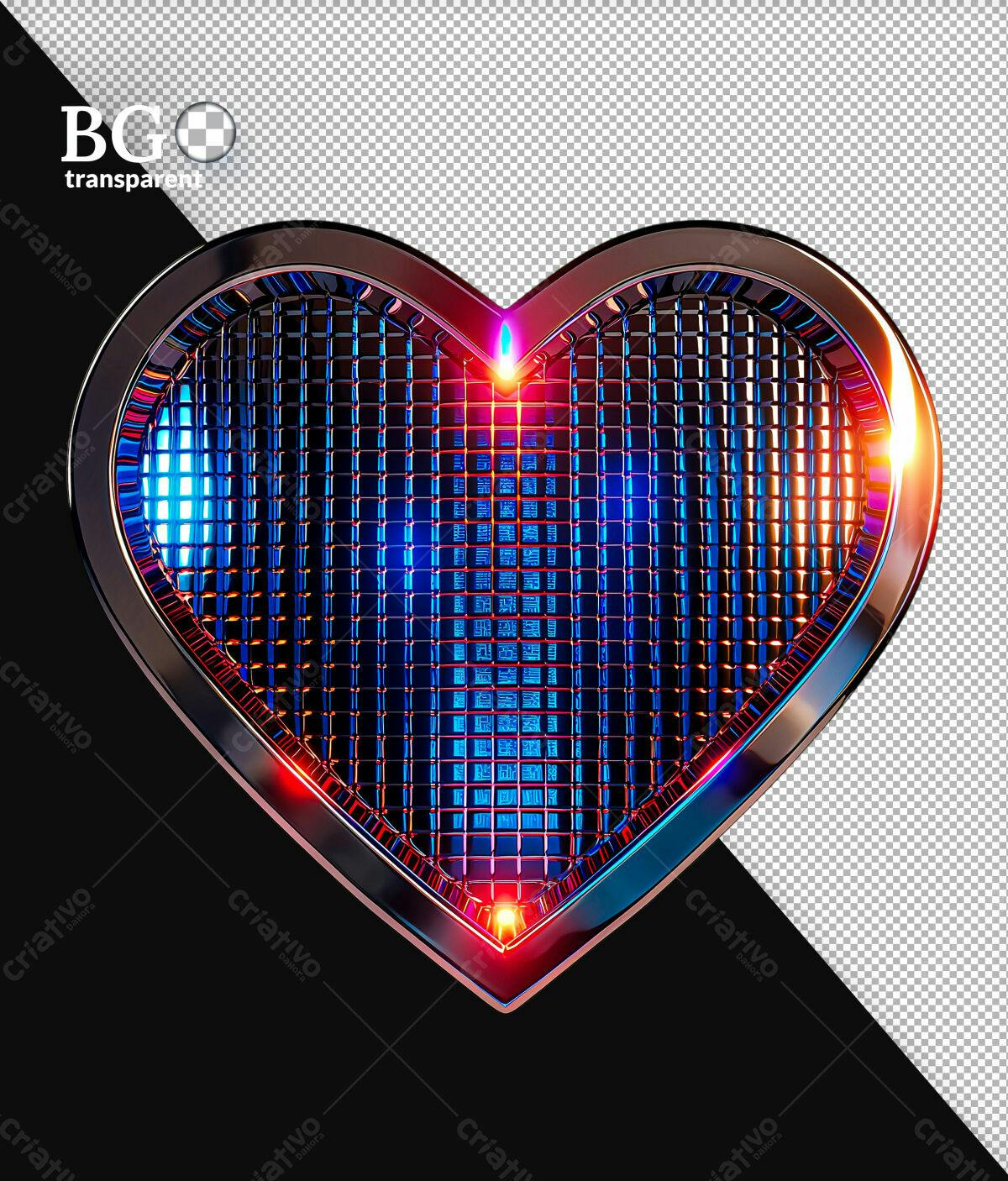 Coração Neon para Dia dos Namorados PSD Editável