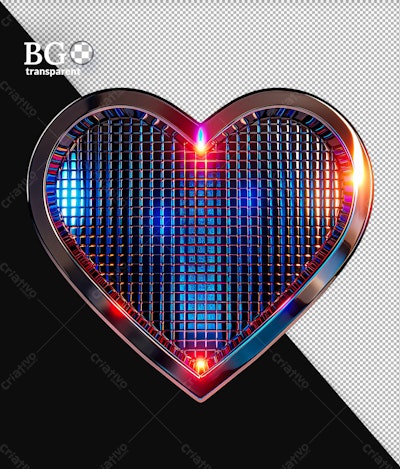 Coração Neon para Dia dos Namorados PSD Editável